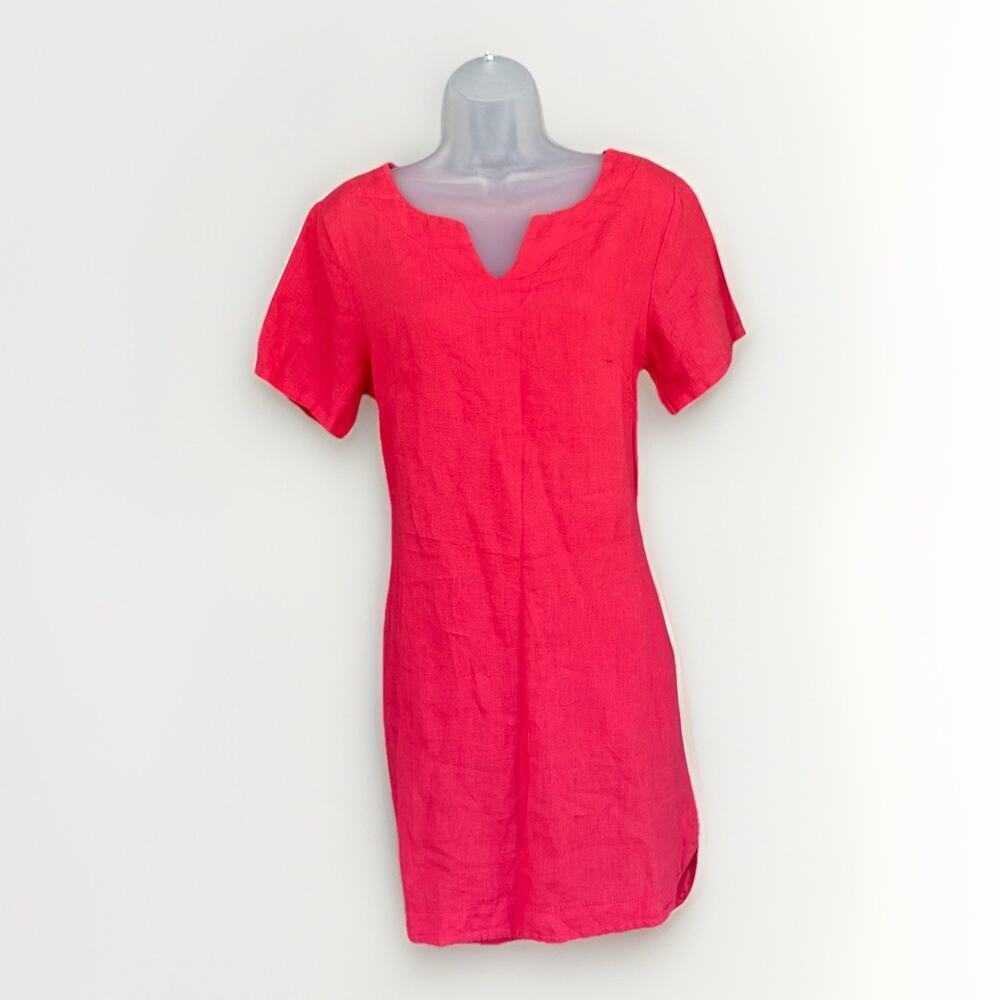 NEW Lungo L'Arno Linen Shift Dress Size Small Made in Italy Coral Coastal Chic
